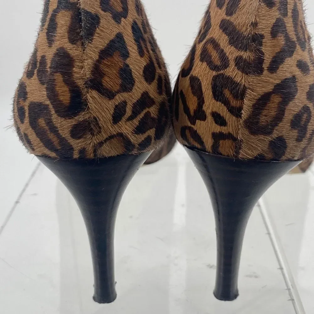 Banana Republic Genuine Calf Hair Pumps Animal Print Leopard Heels Brown Tan‎ 7